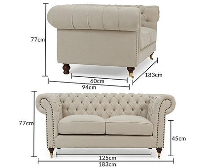 Chester buttoned Sofa Range in Linen Ivory - Sofa Lane