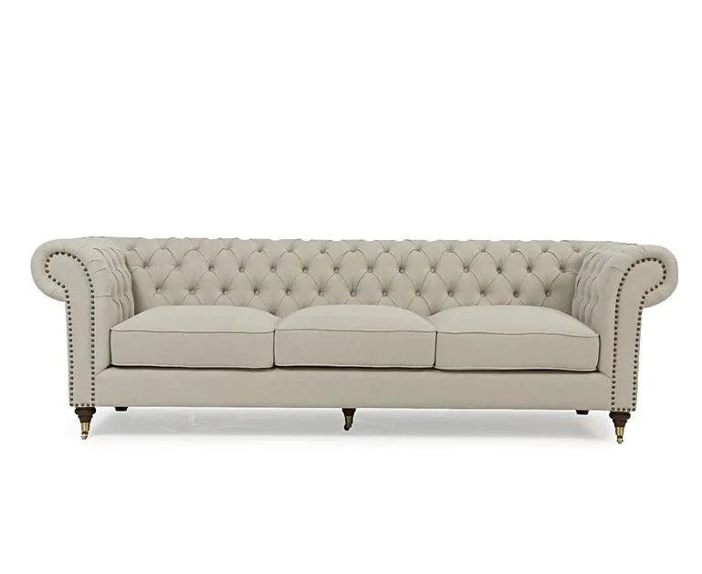 Chester buttoned Sofa Range in Linen Ivory - Sofa Lane