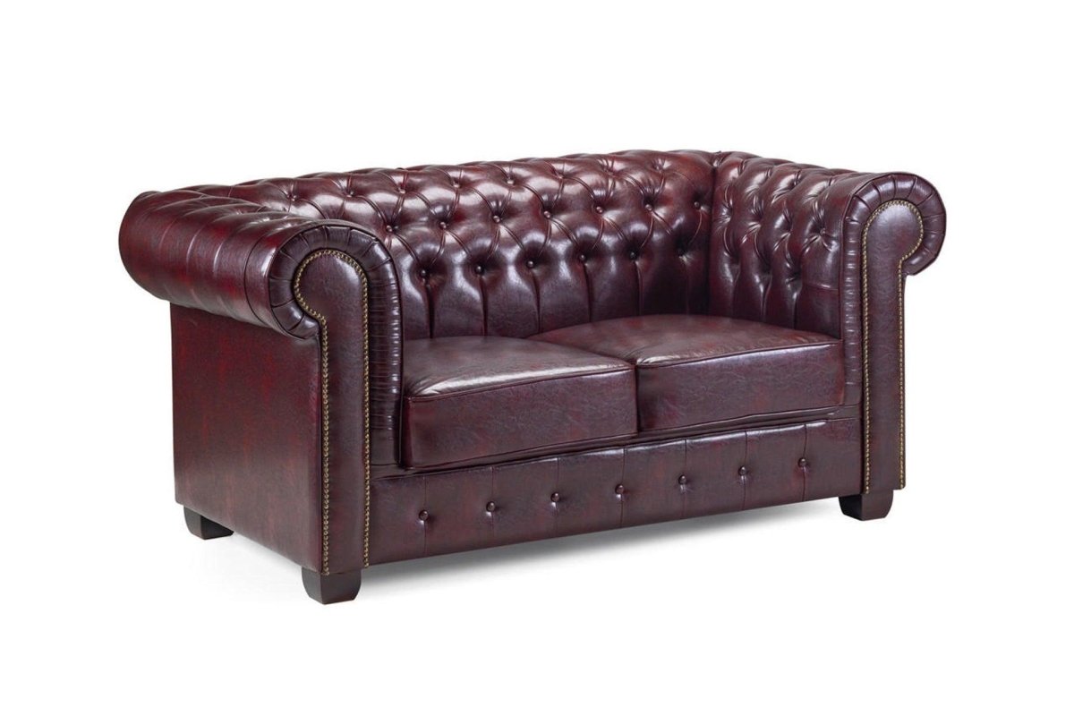 Chesterfield Leather 2 Seater - Oxblood - Sofa Lane