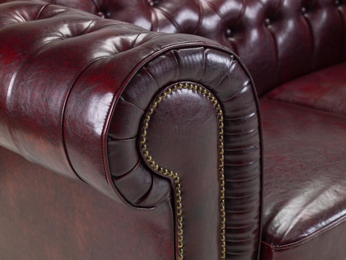 Chesterfield Leather 2 Seater - Oxblood - Sofa Lane