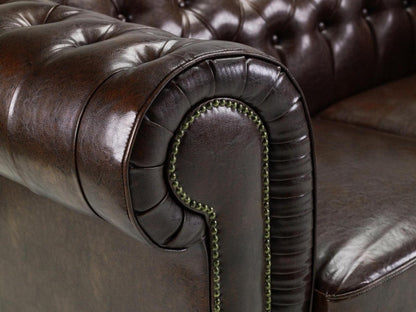 Chesterfield Leather Armchair - Antique Brown - Sofa Lane