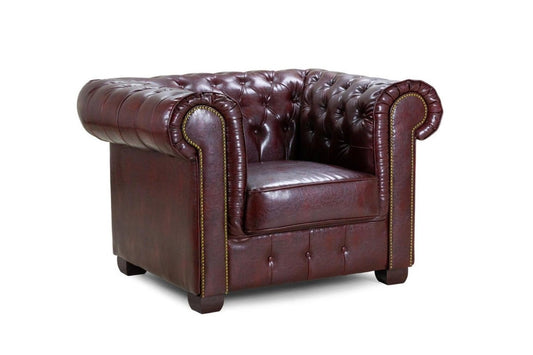 Chesterfield Leather Armchair - Oxblood - Sofa Lane