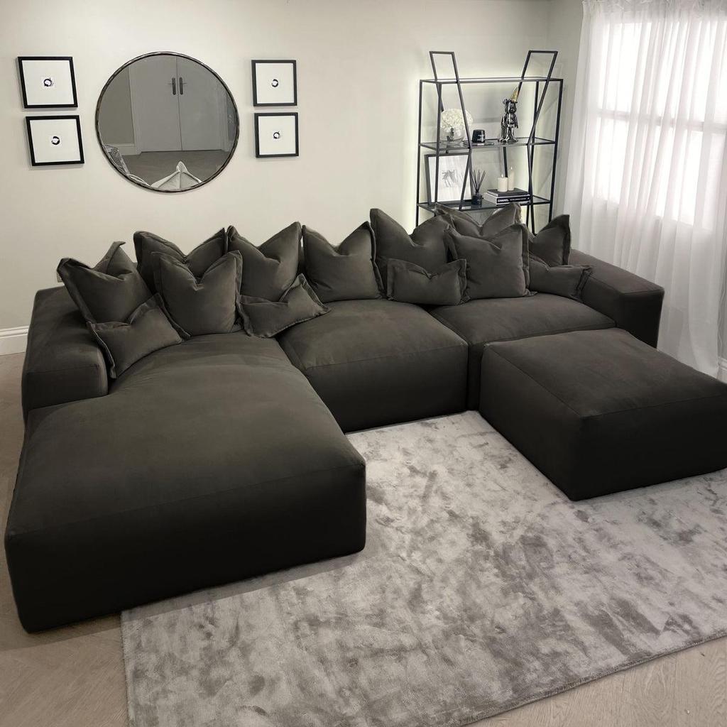 Lenox Black Velvet Pillow Back Sofa Range - Sofa Lane