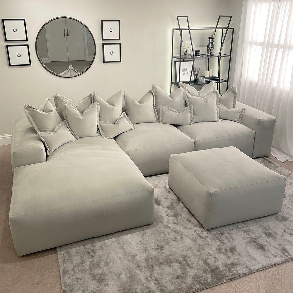 Lenox Silver Velvet Pillow Back Sofa Range - Sofa Lane