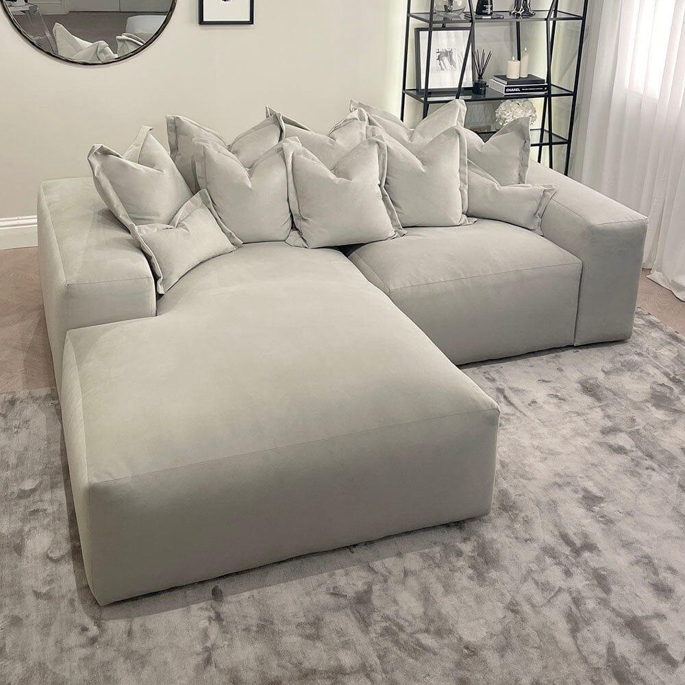 Lenox Silver Velvet Pillow Back Sofa Range - Sofa Lane