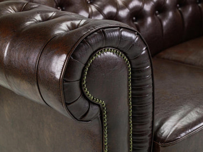 Chesterfield Leather Armchair - Antique Brown - Couchek
